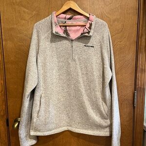 REALTREE Tan Quarter Zip Sweatshirt with Pink Camo Interior